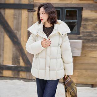 泡感御女式羽绒服2025新款面包服SY8811-1连帽白外鸭芙绒宽松套 S