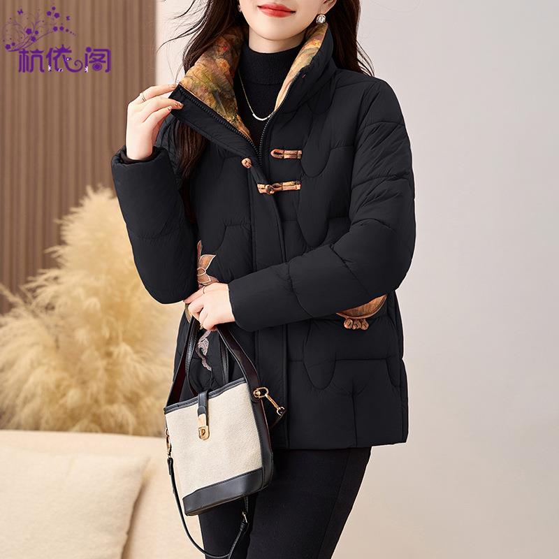 新中式国风棉女冬2服04ZJIN8290新款刺绣盘扣短款夹外棉套棉衣妈