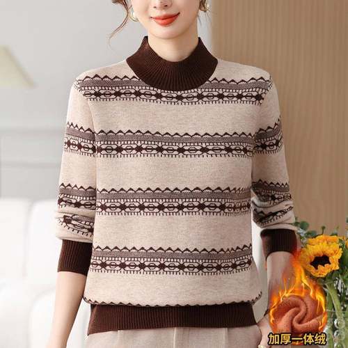妈妈秋冬装衫体绒毛衣一打2024新款加厚针织底84329553女士保暖条