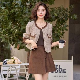 小香风套装 小个韩ZYA1332J系气质短外套龄百褶裙 0女225春秋新减款