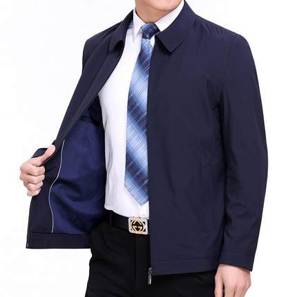 春外秋男夹克外套TTC春秋中年男男士套翻领薄款商装务休闲外套男