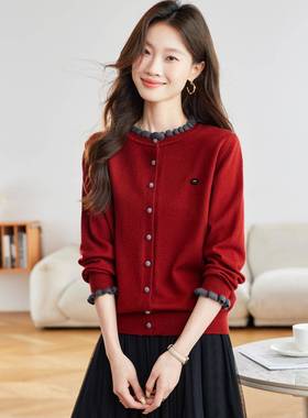 针织开衫外上搭衣女202秋季新时尚圆领初秋款薄款毛5衣外套SH0SH0