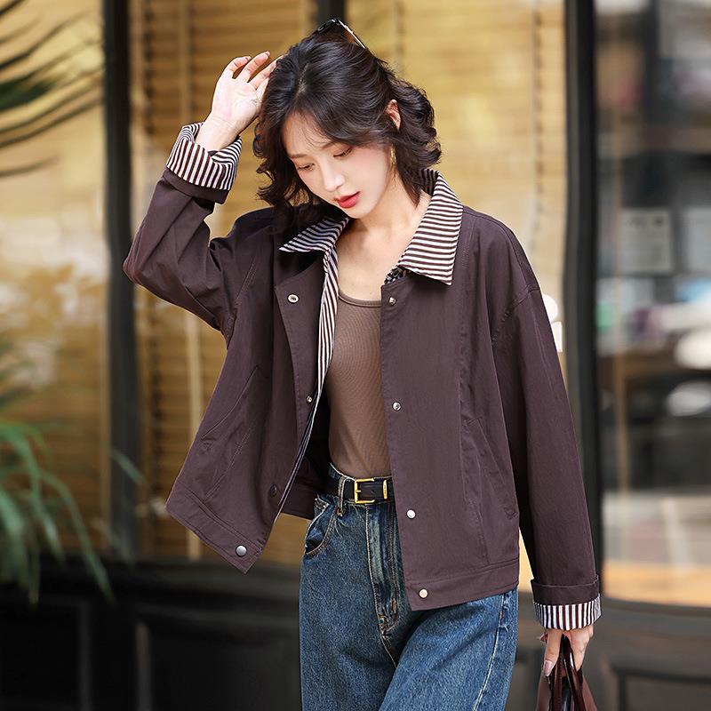 2ZMA55036025设计感条衬款衫领假两外件套女纹春秋季新港风短款时