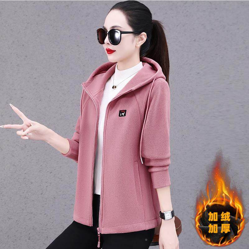 连帽卫衣女加0绒84292164加厚秋冬季224新款爆款时尚洋链气女士拉