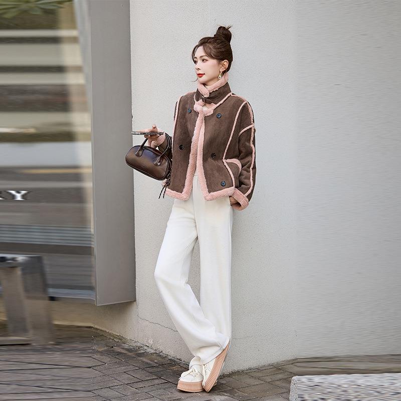 小个Z5365-11皮毛体羊羔毛短外套女2一024冬新子款休加厚闲保暖外