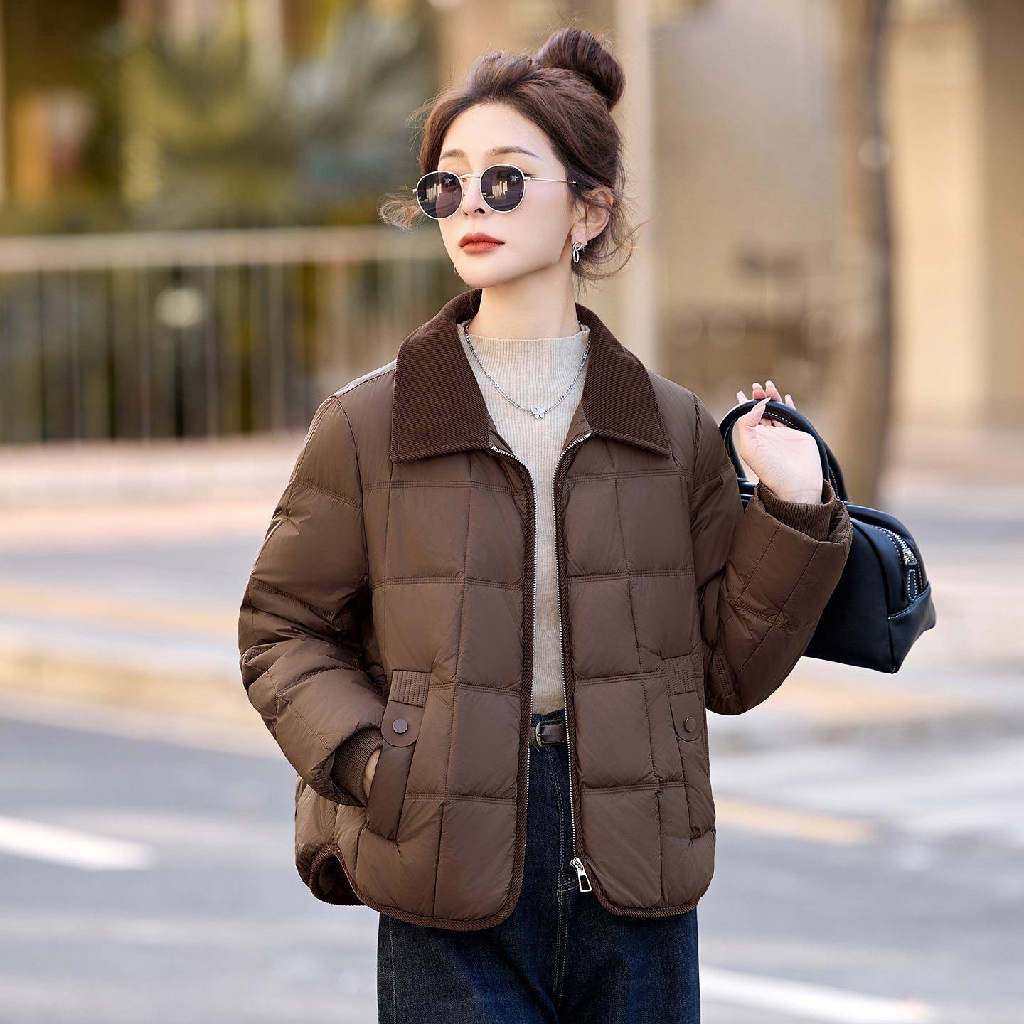 2025冬季新款气质时尚翻领个子轻薄女MZ-C19式小羽绒服鸭绒M外套