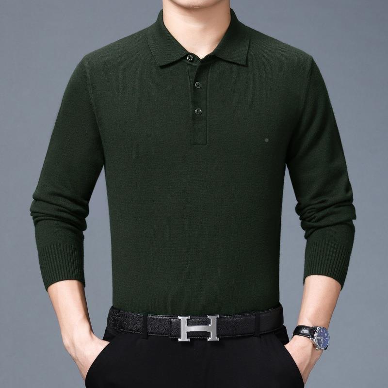 秋季新款中冬年男士长袖恤商务头套翻726-R领色纯羊绒毛衣针织衫