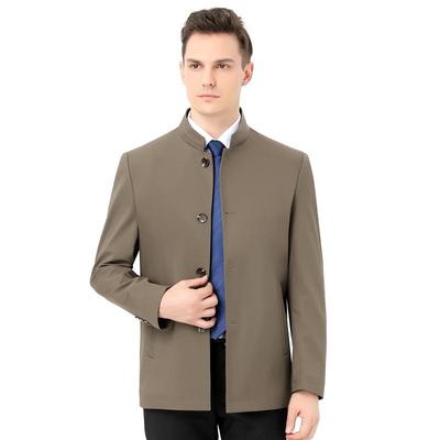 大秋品牌桑蚕丝夹克男年季风2121-J中秋长款爸爸装商务休闲春衣外