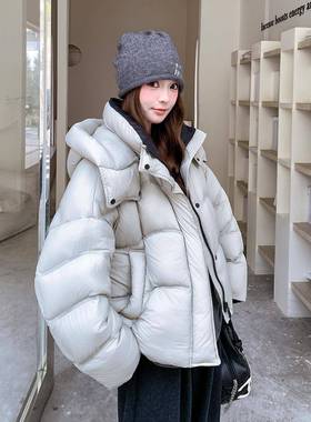 米灰色今年流行D115-C82的小个女子泡芙羽绒服202连5季新款90绒帽