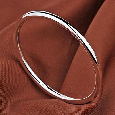 银手镯女9999纯银素圈光面闭口实心简约小众年轻款送女友足银镯子