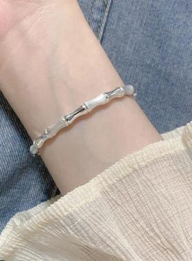 2025年新款竹节纯银手镯女s999实心小众足银镯子手链送女友礼物