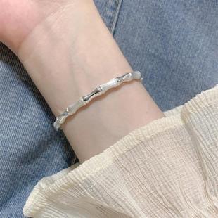 2025年新款竹节纯银手镯女s999实心小众足银镯子手链送女友礼物