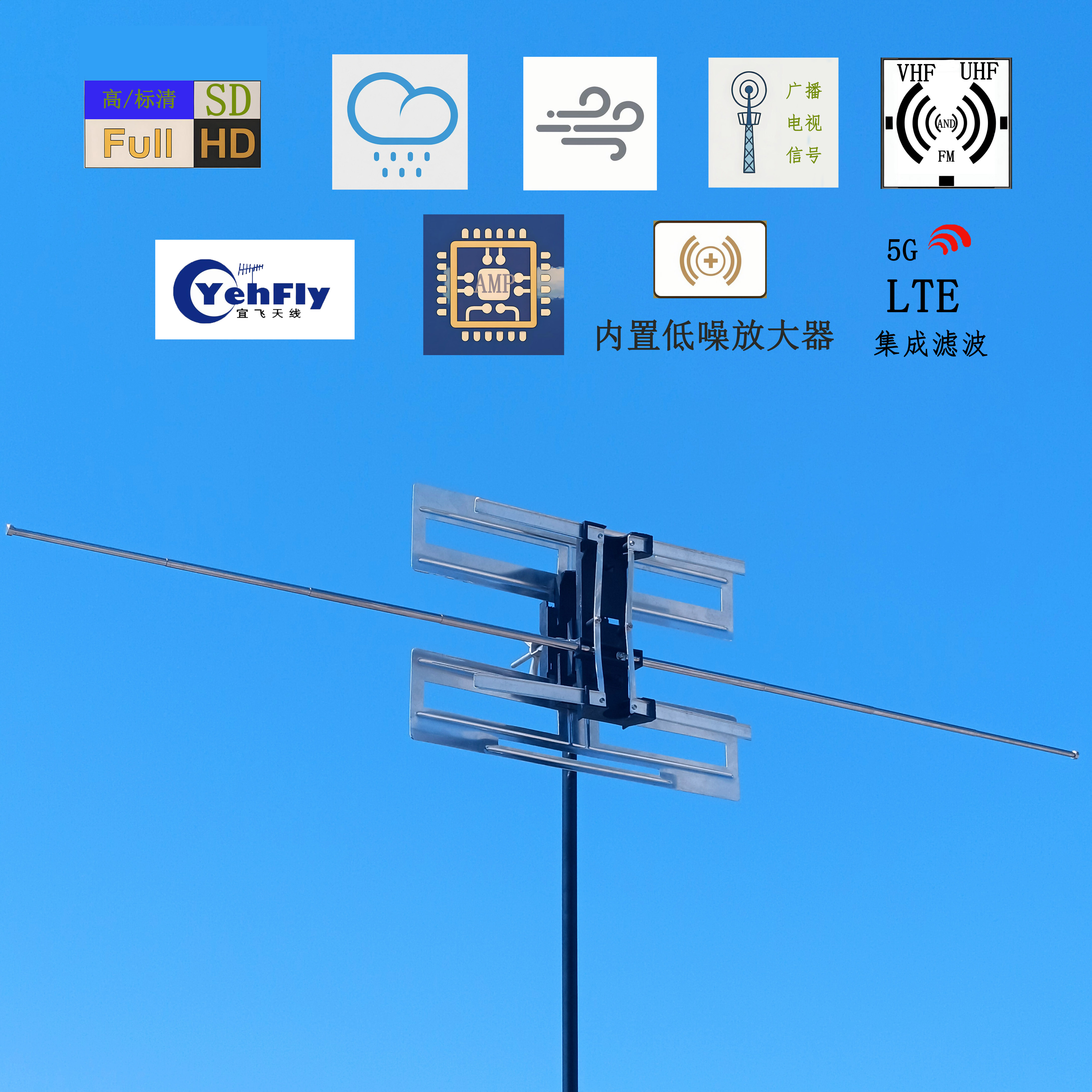 通用城市农村全频道数字电视天线