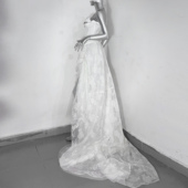 穿越时空 少女 TDH原创纯白婚纱手作分体连衣裙束身衣长拖尾礼服