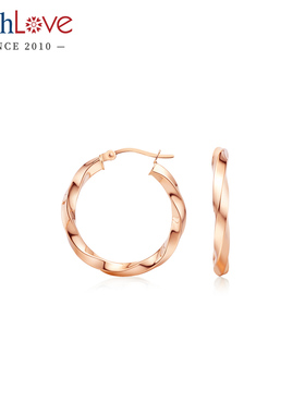 WithLove 玫瑰18K金麻花素金光面耳环设计感ins高级风耳圈耳饰女