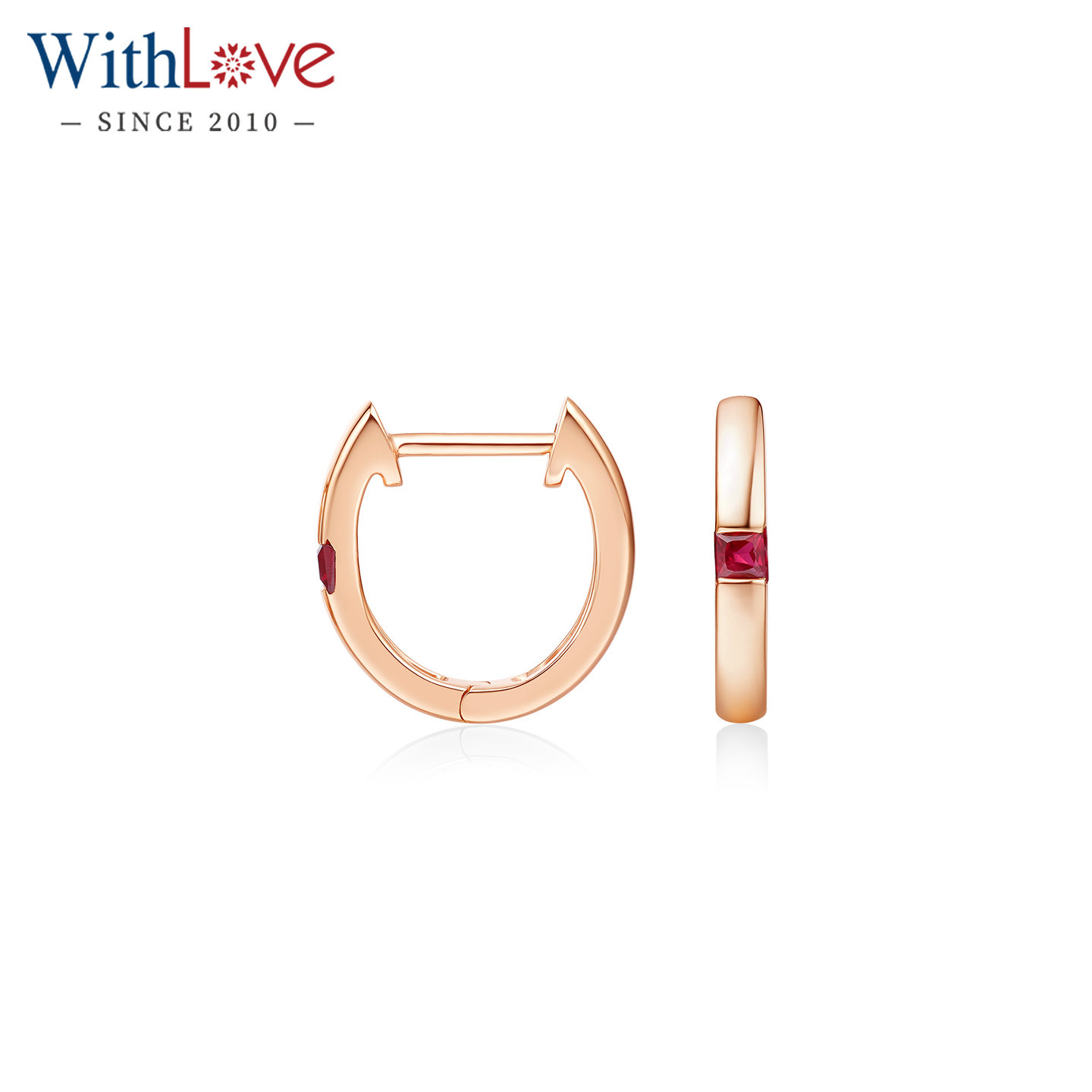 WithLove 玫瑰18K金公主方红宝石耳环简约时尚百搭轻奢耳饰送女友,珠宝/钻石/翡翠,耳饰,淘宝优惠券,粉丝福利购,淘宝优惠卷