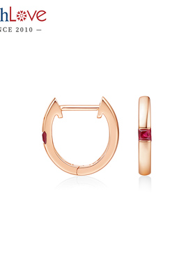 WithLove 玫瑰18K金公主方红宝石耳环简约时尚百搭轻奢耳饰送女友