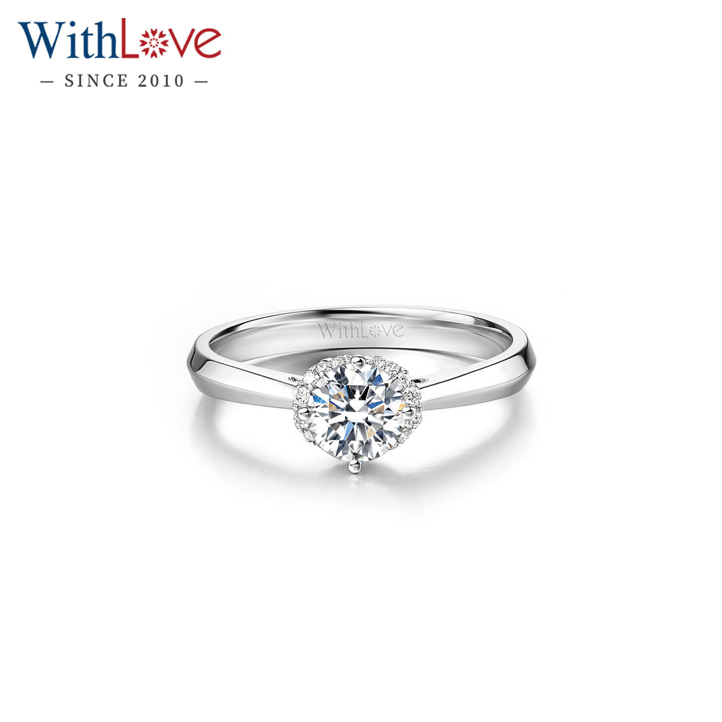 WithLove 18K金四爪50分钻石戒指铂金结婚GIA钻戒真钻正品女戒