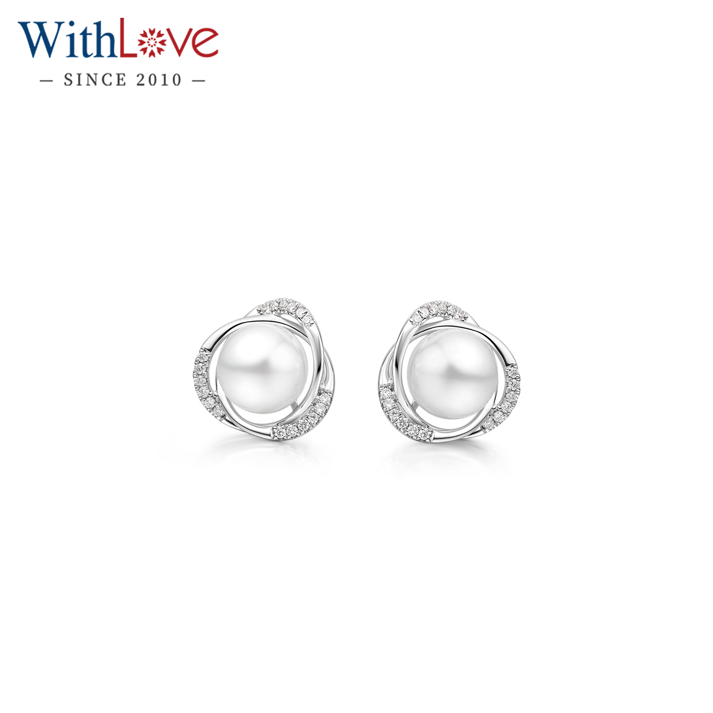 WithLove日本海水珍珠钻石耳钉