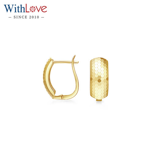 WithLove黄18K金镭射刻面耳环