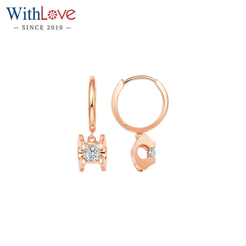 WithLove18K金牛头款钻石耳坠