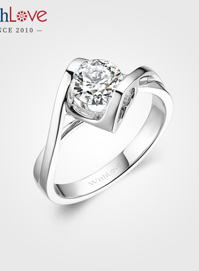 WithLove 18K金扭臂钻石结婚戒指70分单钻戒指求婚真钻女戒定制