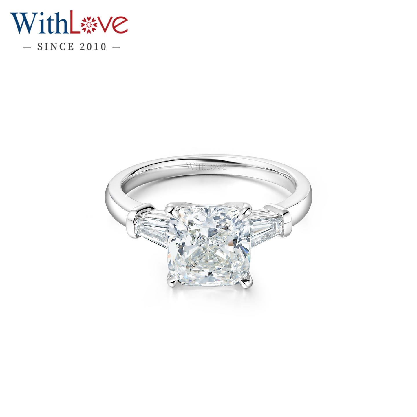 WithLove 18K金结婚钻戒婚戒垫形枕形50分钻石戒指1克拉GIA女定制