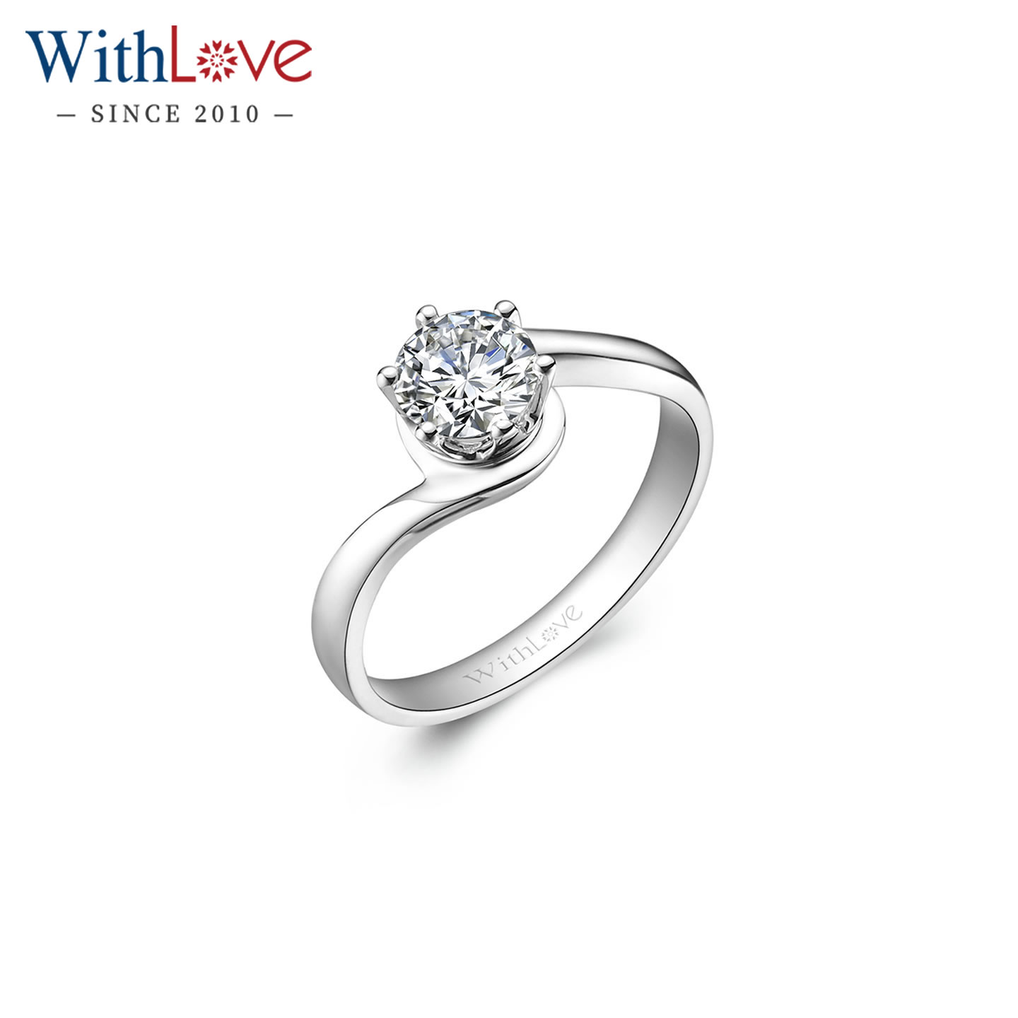 WithLove 18K金70分订婚钻石戒指六爪结婚钻戒求婚真钻GIA女定制