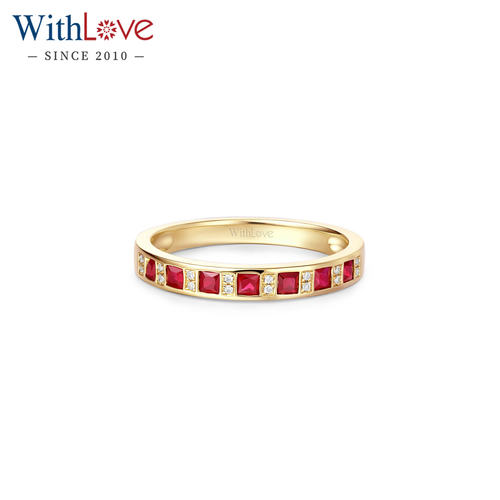 Withlove18K金公主方钻石戒指女