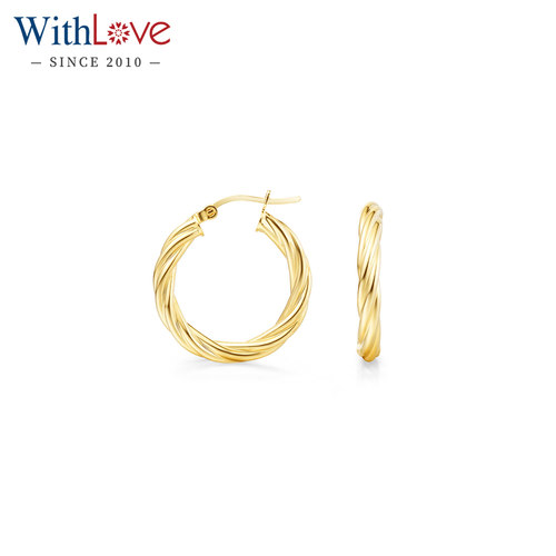 WithLove18K金麻花耳环