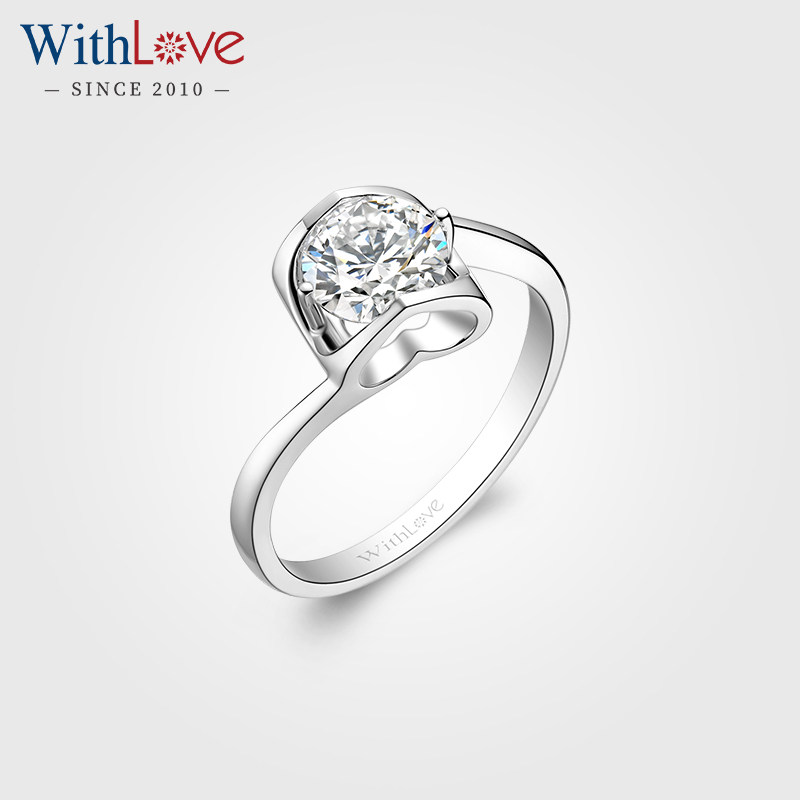 WithLove 18K金钻石结婚戒指单钻扭臂钻戒女戒1克拉GIA真钻定制
