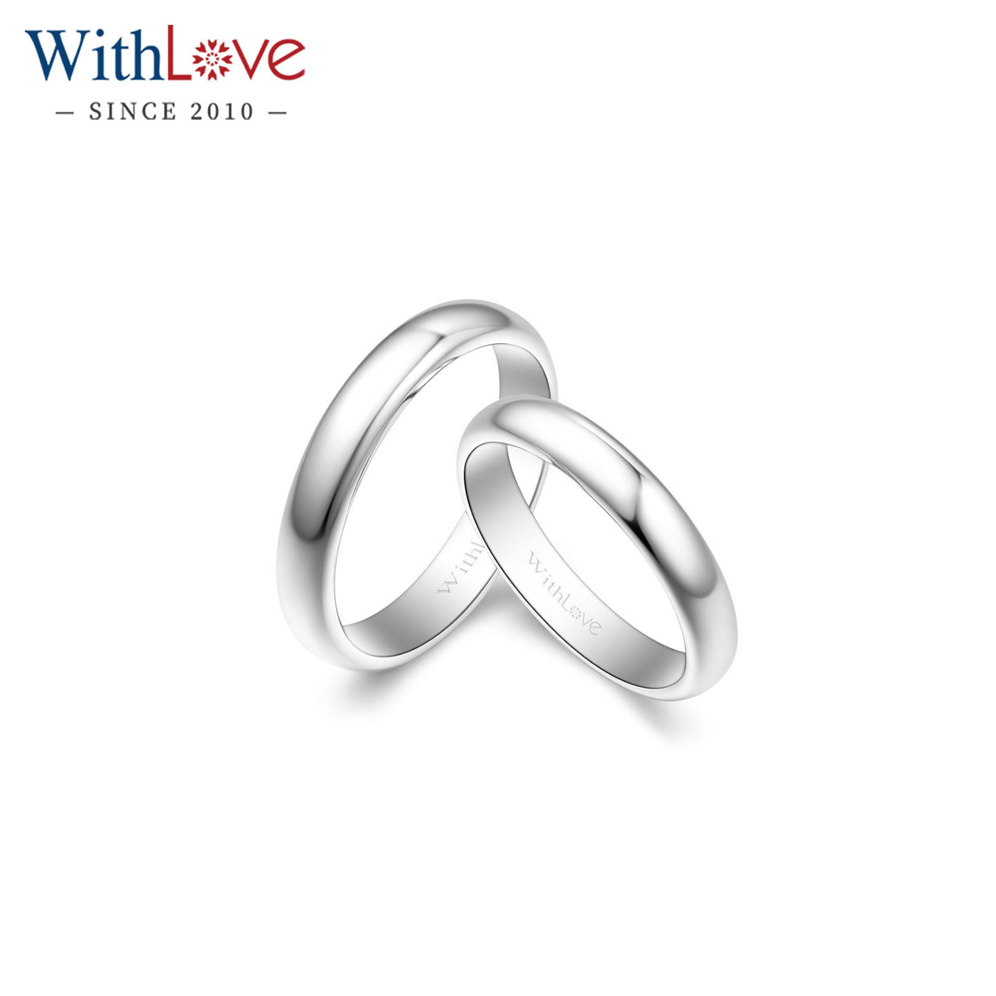 WithLove 铂金950素金光圈结婚对戒 18K金男女款情侣戒指定制
