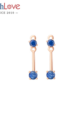 WithLove 玫瑰18K金圆形蓝宝石耳钉两戴耳坠耳饰轻奢时尚百搭女