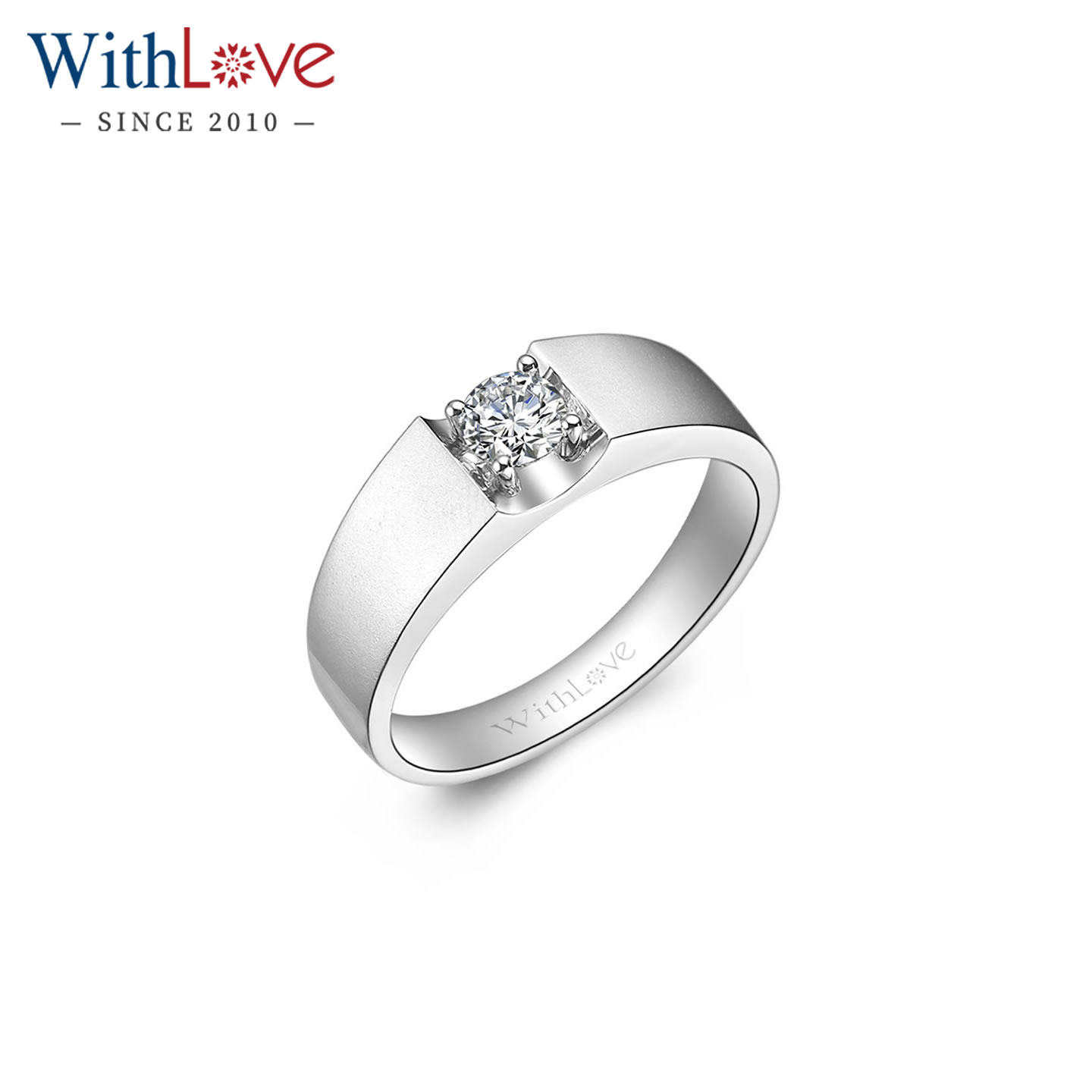 WithLove唯爱品越 18K金40分钻石磨砂男戒 简约时尚男士戒指定制