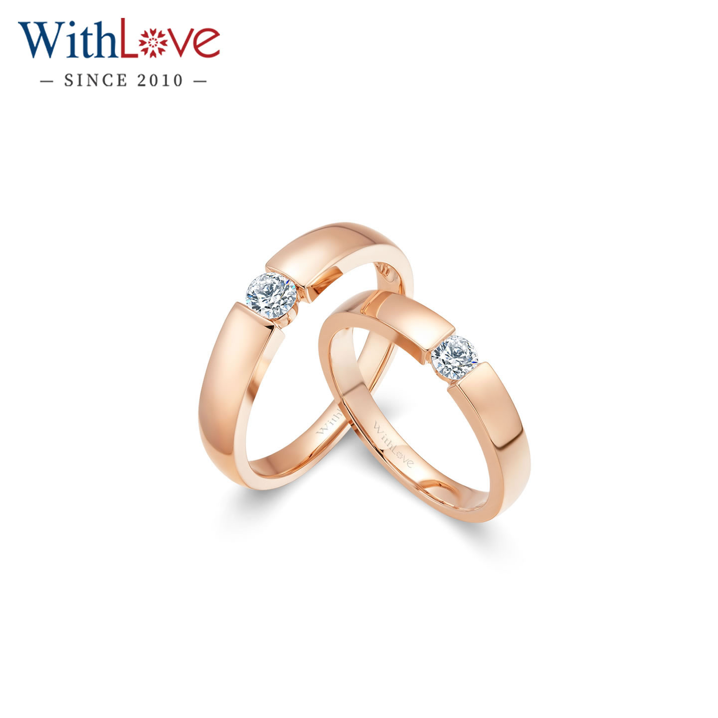 WithLove玫瑰18K金结婚钻石对戒