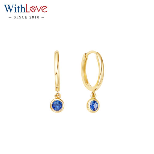 WithLove黄18K金蓝宝石耳环