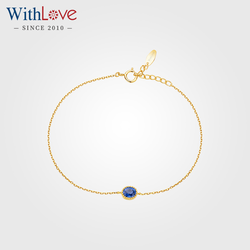 WithLove18K金椭圆形蓝宝石手链