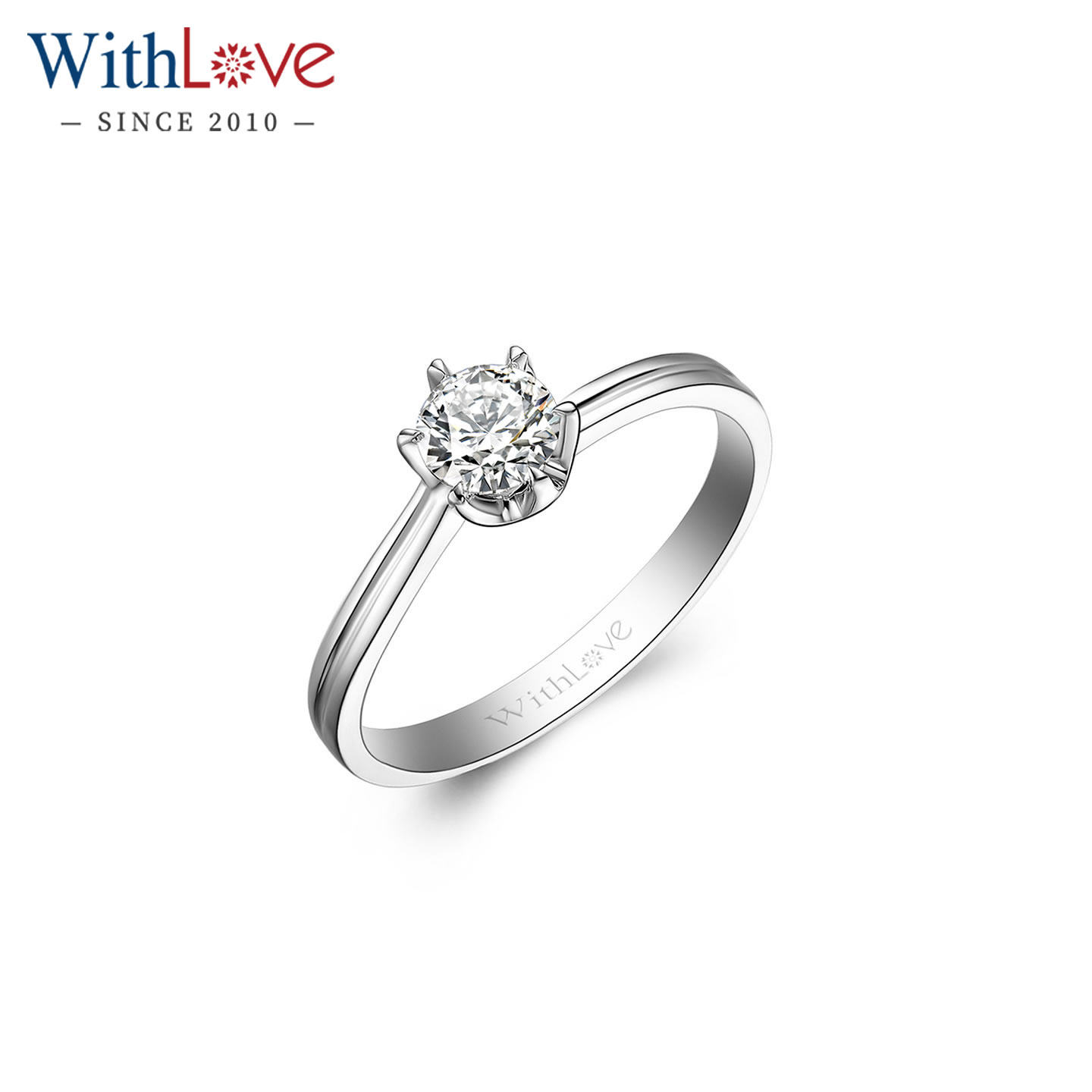 WithLove 50分GIA证书六爪18K金结婚钻戒 钻石戒指女戒定制
