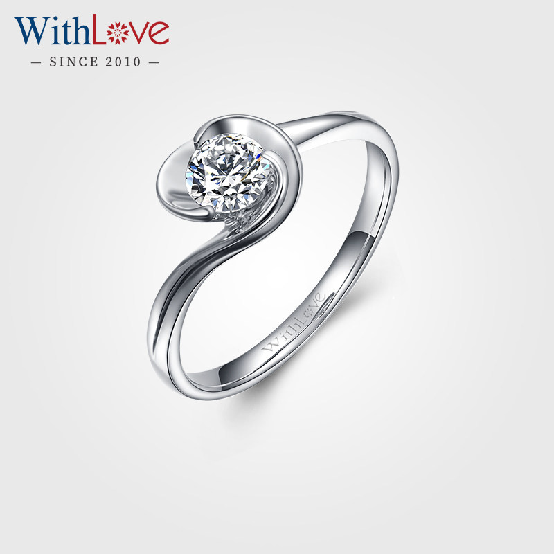 withlove唯爱品越 18k金钻石戒指 显钻女款结婚钻戒 水韵律