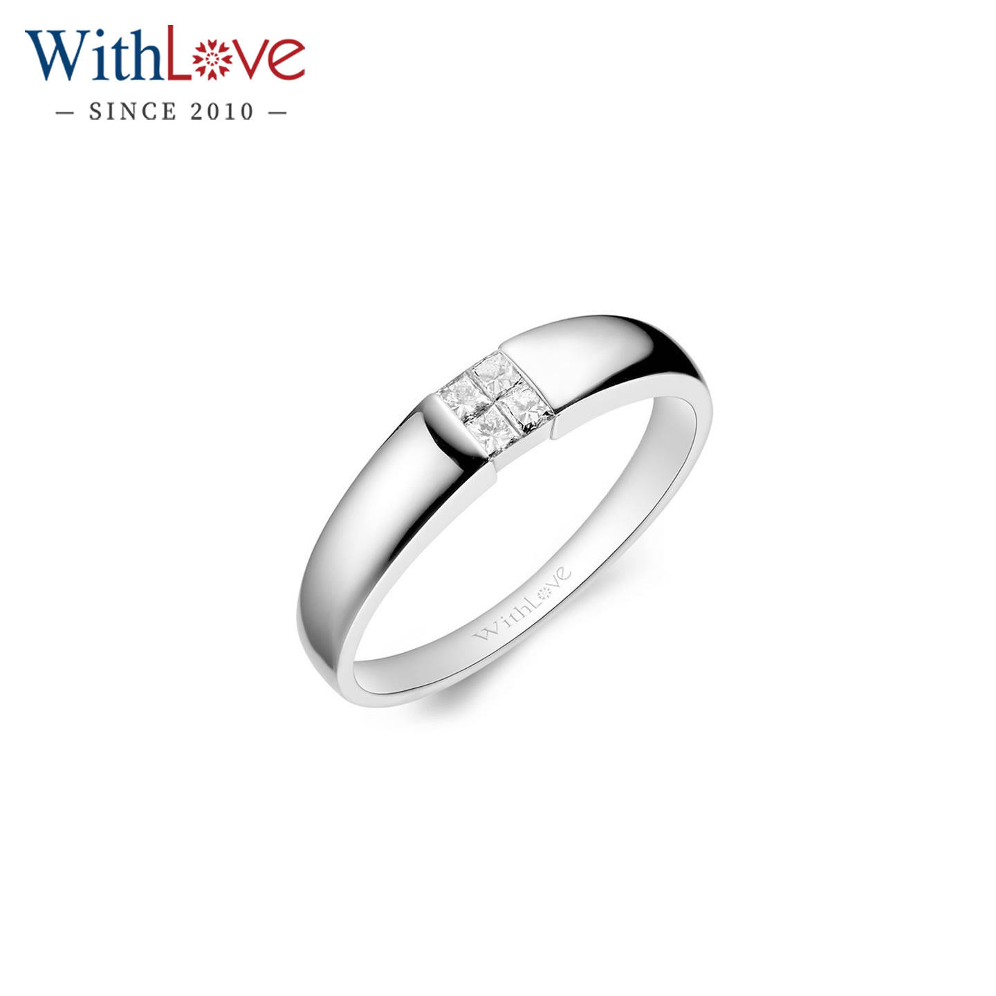 WithLove唯爱品越 18K金20分方形钻戒欧美公主方男士简约婚戒定制