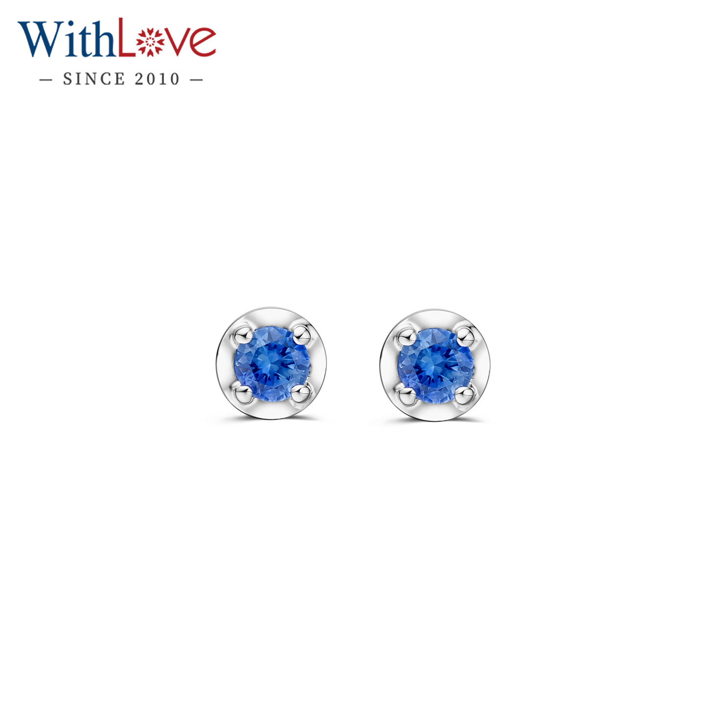 WithLove圆形蓝宝石耳钉