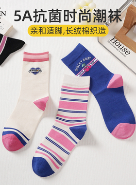 鹿人袜子女配鲨鱼裤秋冬款高筒袜时尚潮袜蝴蝶结无骨抗菌长袜3175