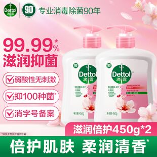 滴露松木滋润洗手液家用按压瓶儿童抑菌杀菌消毒正品 2瓶 450g