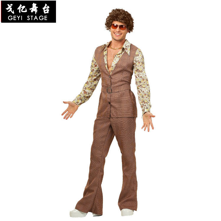 万圣节年会聚会派对热舞表演演出成人70年代男士迪斯科装扮服装