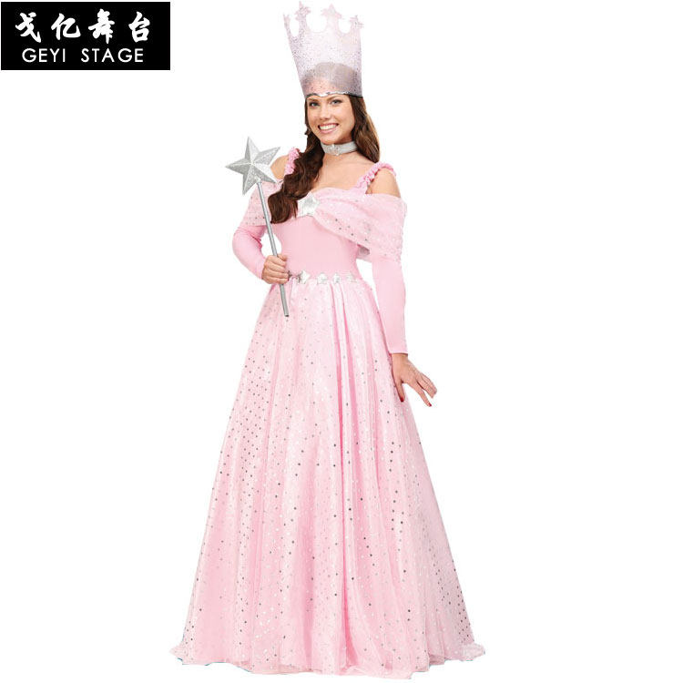 万圣节舞台表演服绿野仙踪南国魔女成人粉色女巫葛玲达装扮服装