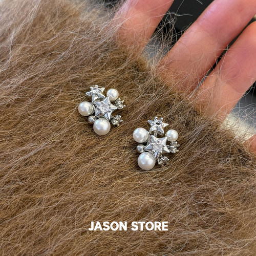 JASON/S925银针独特漂亮珍珠耳钉女轻奢高级感时尚气质巨好看耳饰