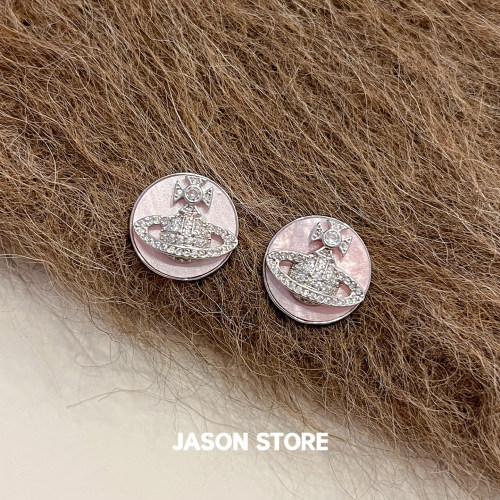 JASON925银针满钻土星圆盘耳钉女2026新款轻奢小众高级感气质耳饰