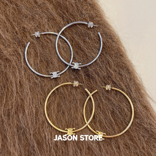 JASON/极简风复古金属耳圈女轻奢高级感气质耳环小众设计夸张耳饰