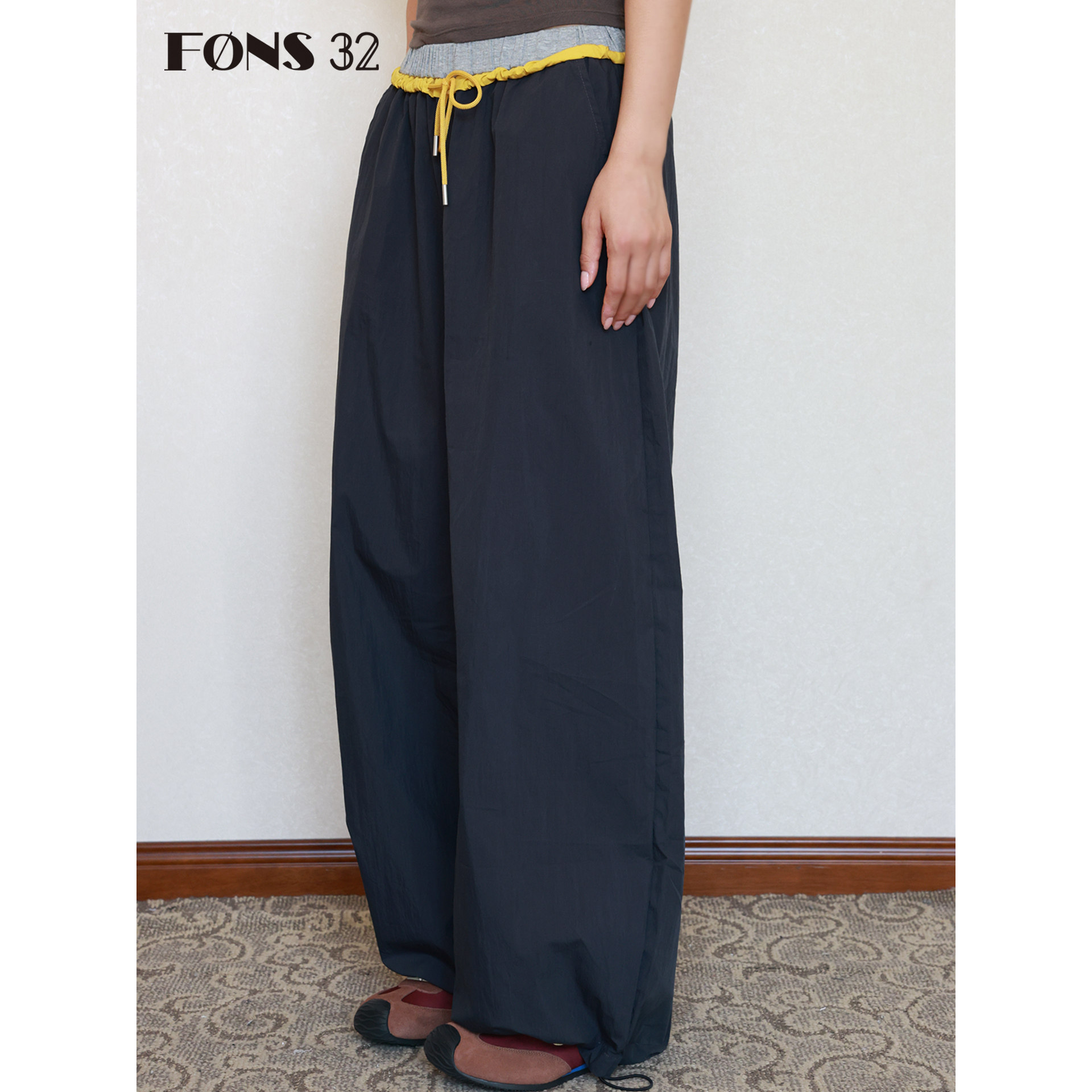 FONS32女装2025新款休闲裤子女宽松bf慵懒风阔腿宽松工装运动长裤