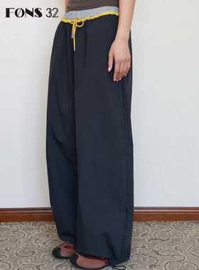 FONS32女装2025新款休闲裤子女宽松bf慵懒风阔腿宽松工装运动长裤